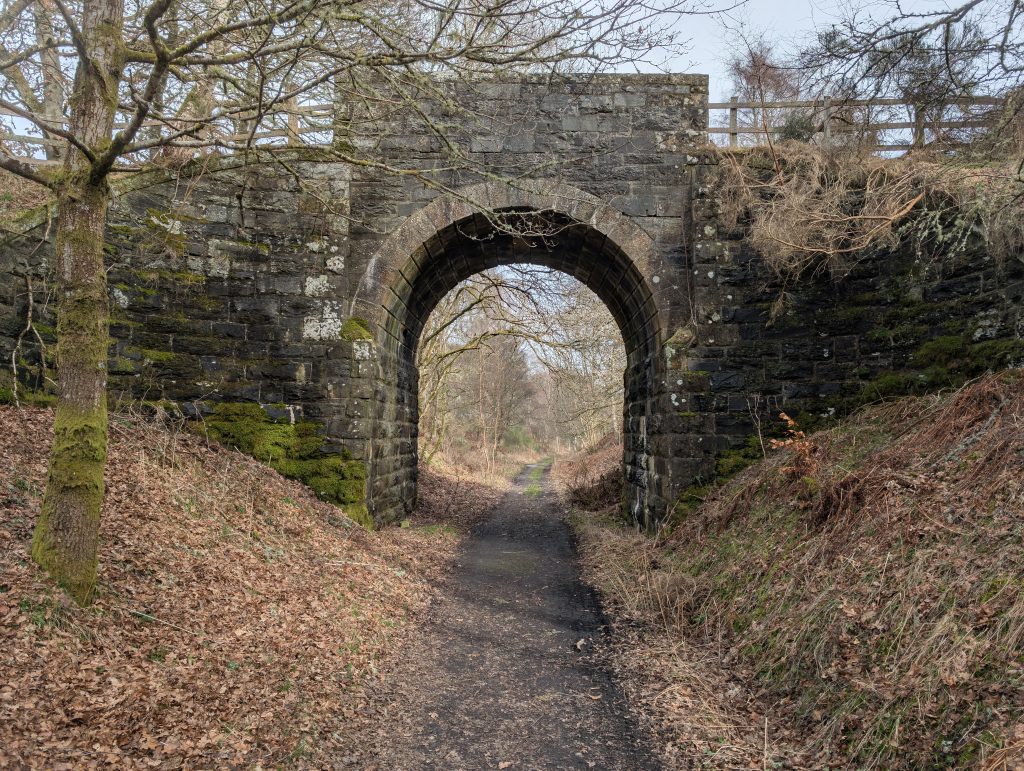 Archway Rob Roy trail - Railways archway lined with leafless trees